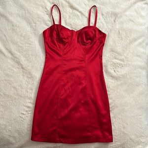 Vintage Forever 21 Red Satin Bodycon Mini Dress